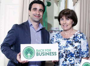 Adam Kennedy-Ripon, Surfstr CEO with Ann Derwin, Assistant Secretary, Irish Department of Foreign Affairs at Iveagh house Dublin